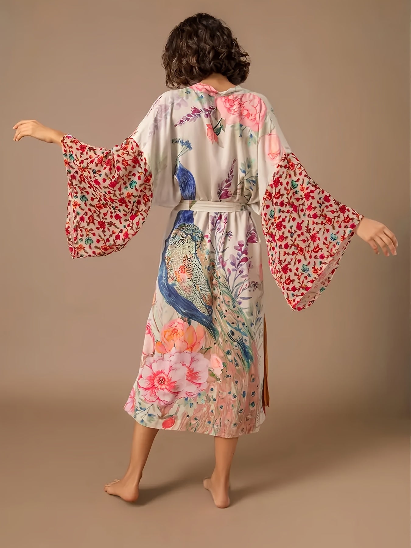 Peacock Print Sun Protection Jacket For Women Beach Cover Up