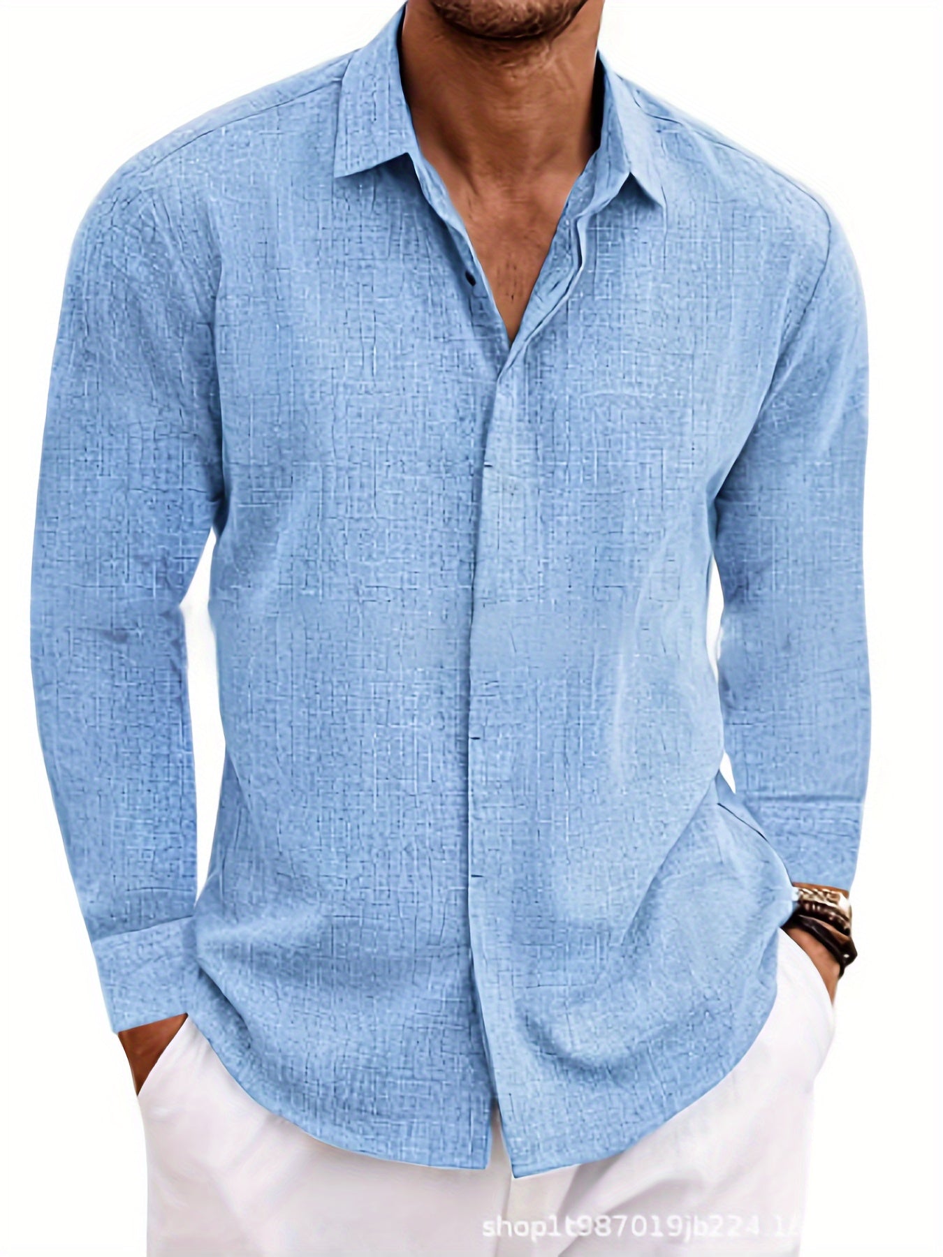 SCACTOCollar Linen-Blend Long Sleeve Shirt For Summer