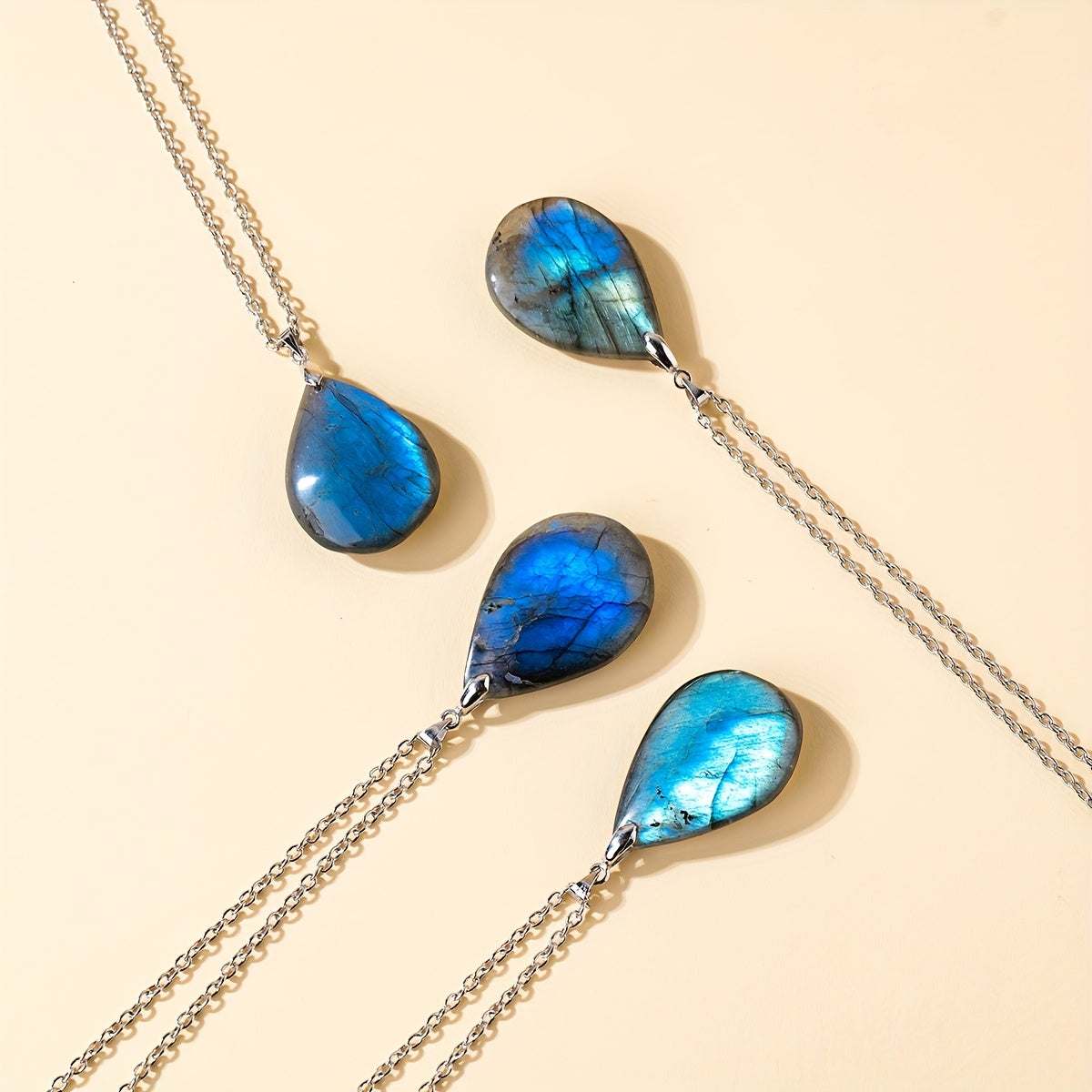 Blossom and Radiate Labradorite Teardrop Pendant Necklace