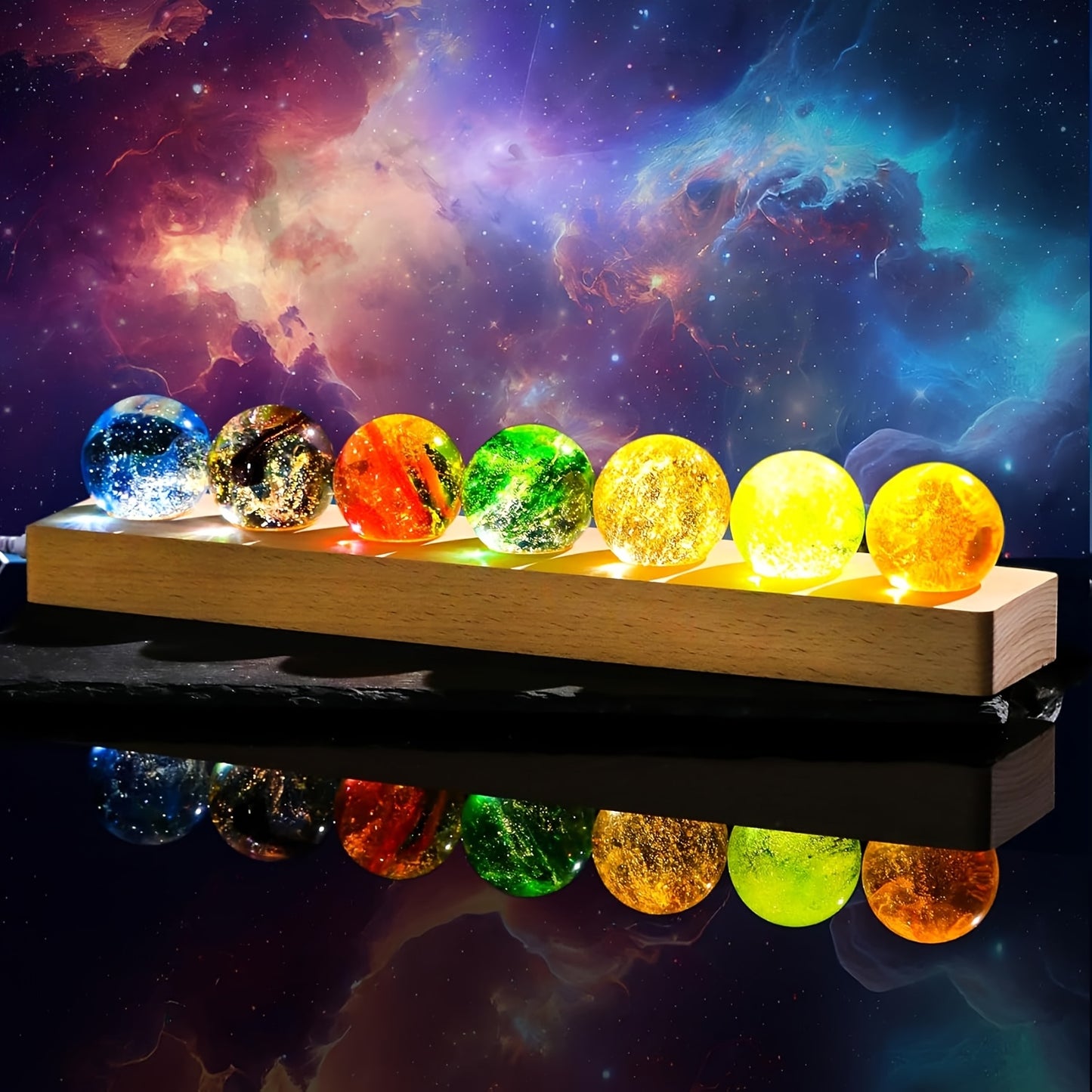 Crystal Crackle Sphere Glowing Base Rainbow Energy Decor