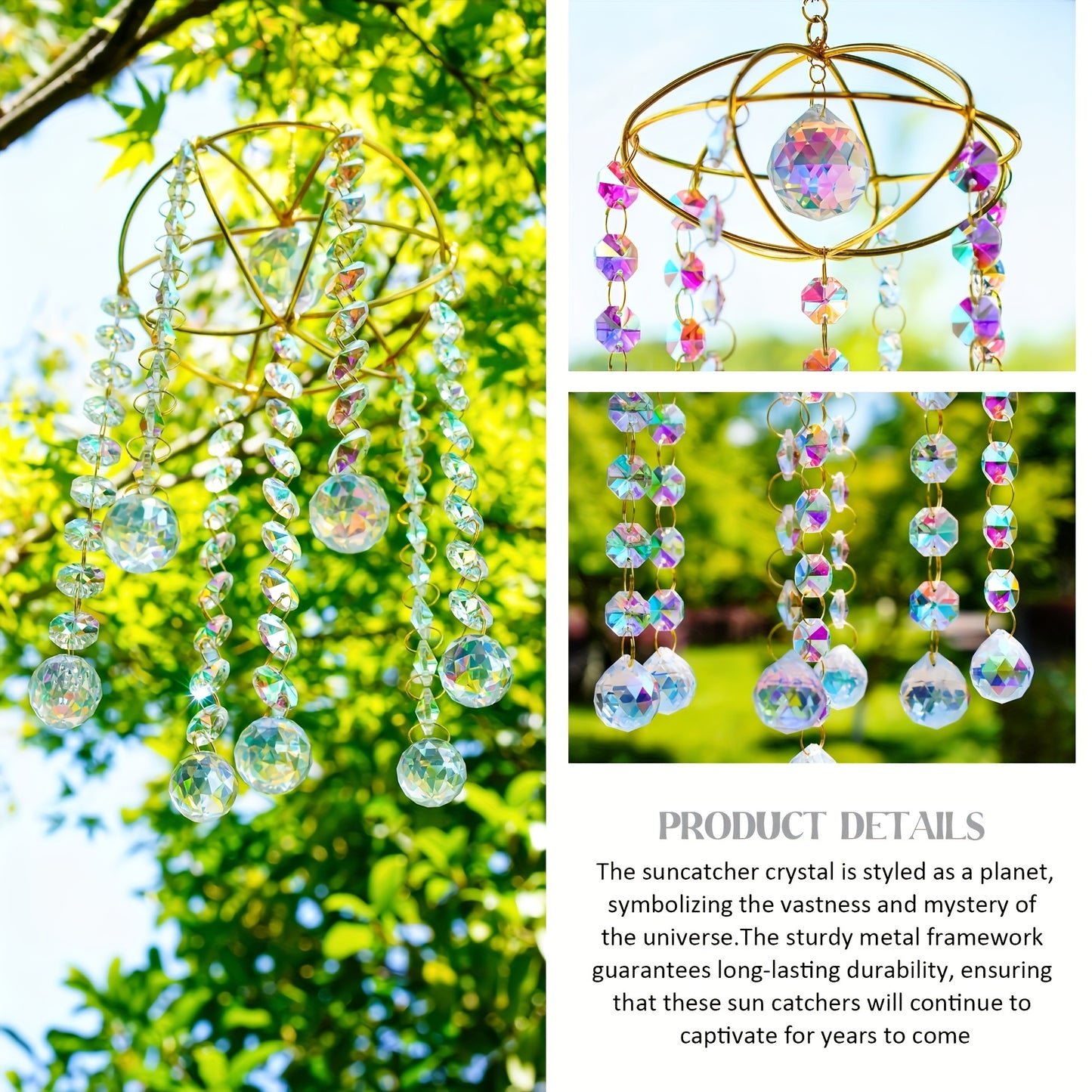 Planet Shape Crystal Ball Prism Wind Chime Indoor Outdoor