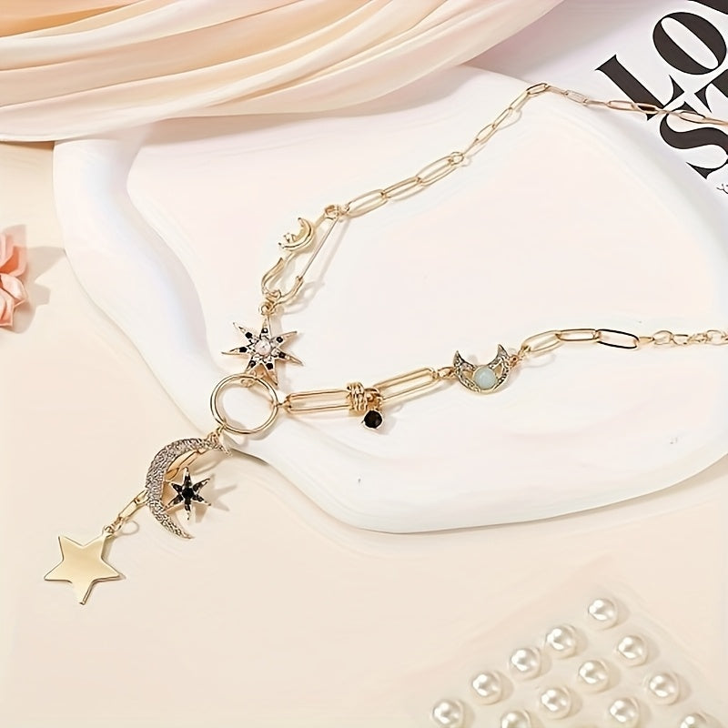 Blossom & Radiate Boho Crescent Moon Pendant Necklace