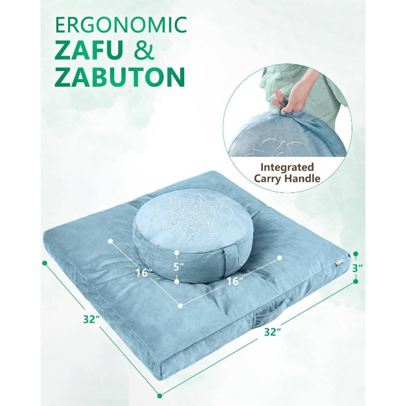 Buckwheat Filling Meditation Cushion Set for Yoga and Back Support