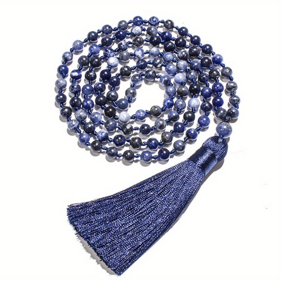 Sodalite Mala Beads Necklace Mindfulness and Chakra Balance