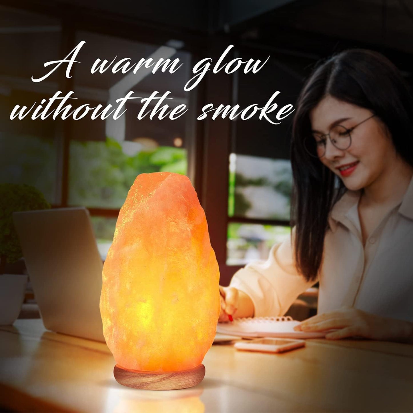WBM Himalayan Glow Salt Lamp With Dimmer Touch Control USB Powered Natural Handcrafted