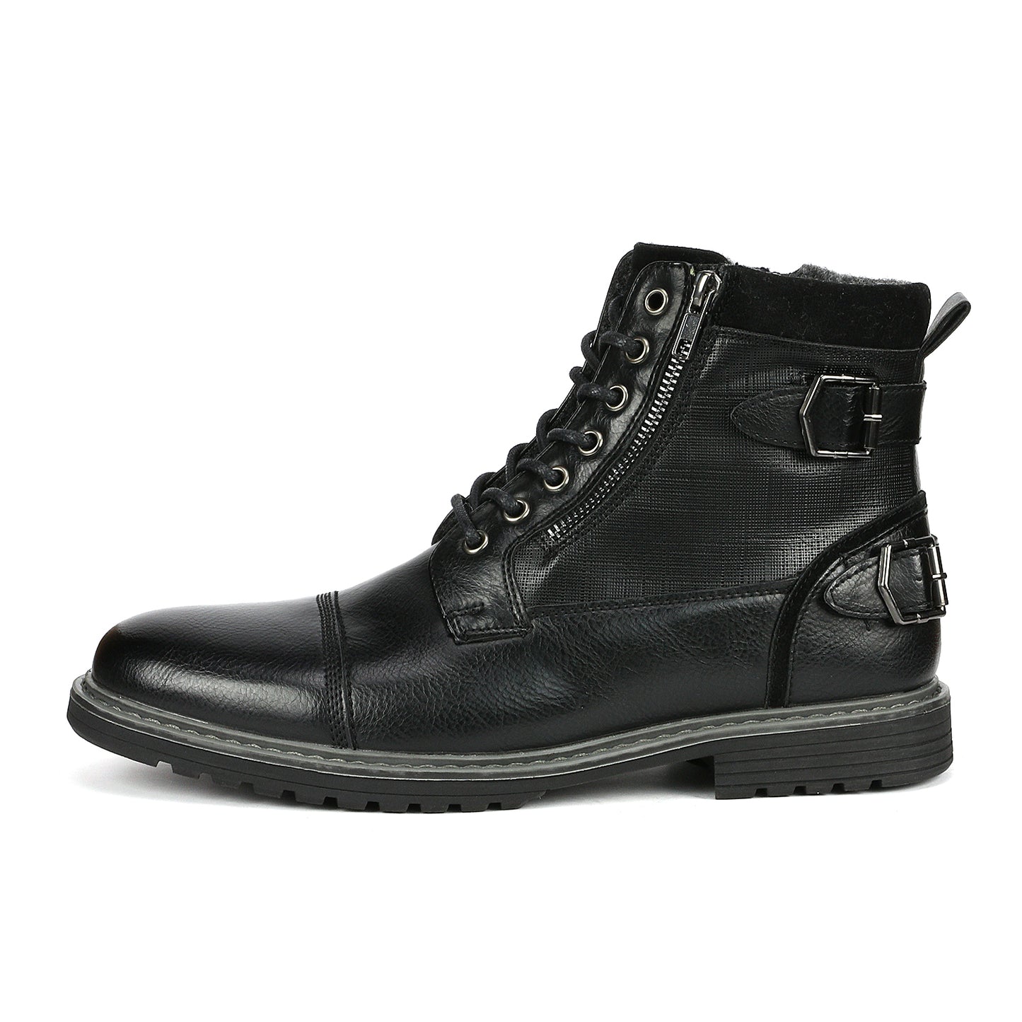 BRUNO MARC Men's Motorcycle Boots With Lace Closure