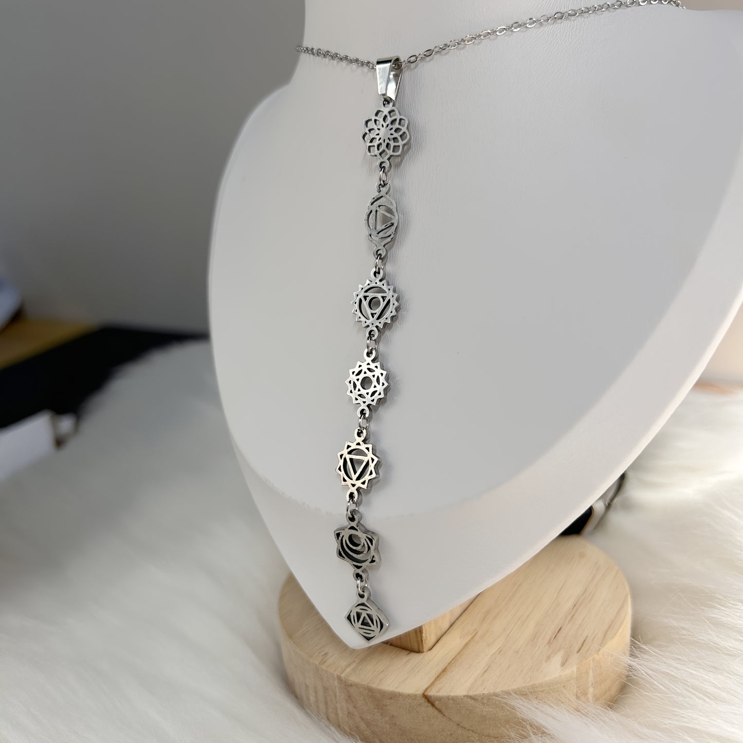 Blossom And Radiate Seven Chakra Stainless Steel Necklace