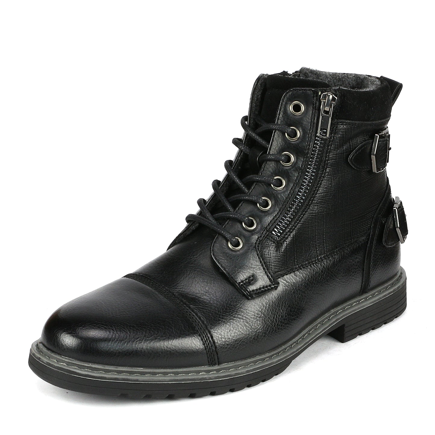 BRUNO MARC Men's Motorcycle Boots With Lace Closure