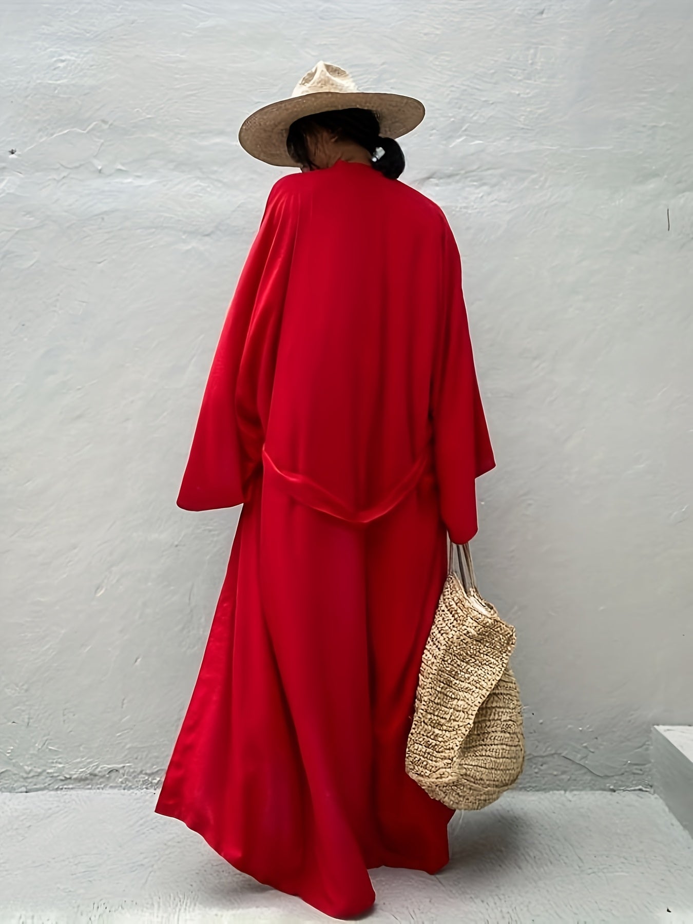 Lightweight Beach Kimono Cardigan Belted Swim Cover Up