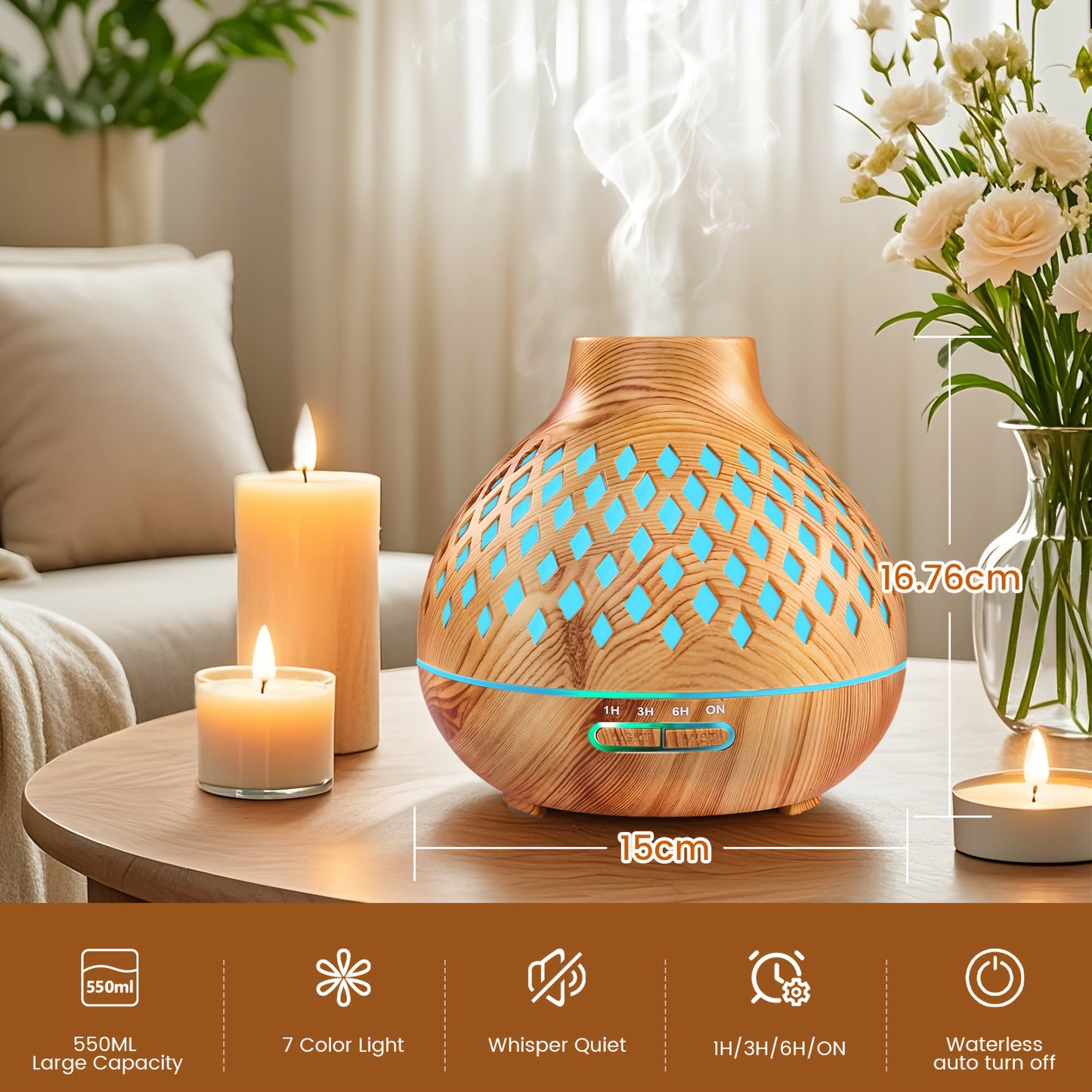 Aroma Diffuser With 12 Oils Set For Large Room Soundwave