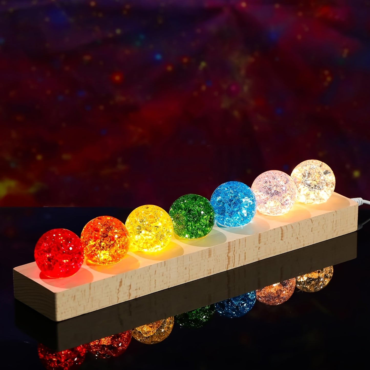 Crystal Crackle Sphere Glowing Base Rainbow Energy Decor