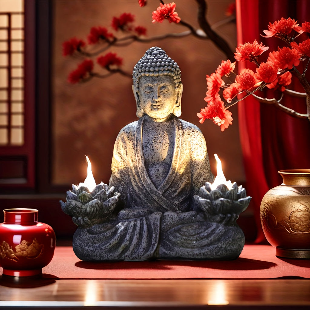 Blossom And Radiate Lotus Statue Solar Powered Garden Decor