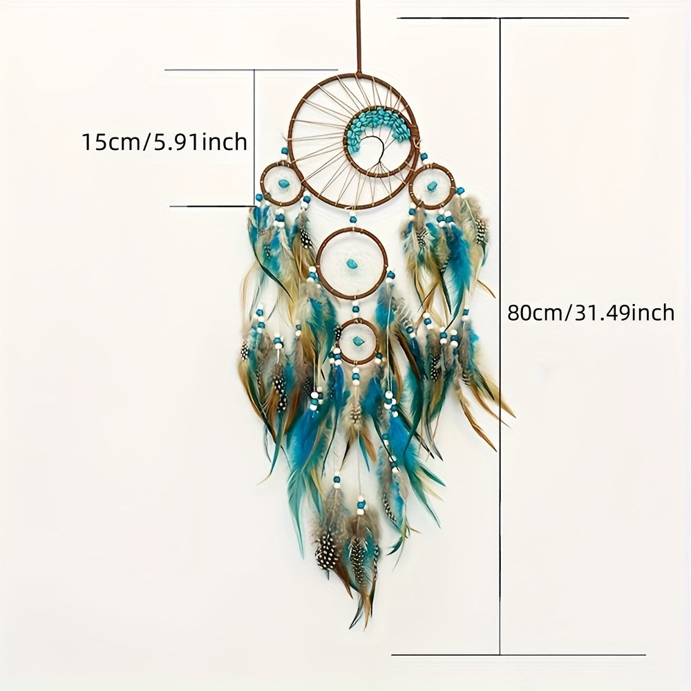 Handmade Bohemian Dream Catcher Pendant With Beads Decor