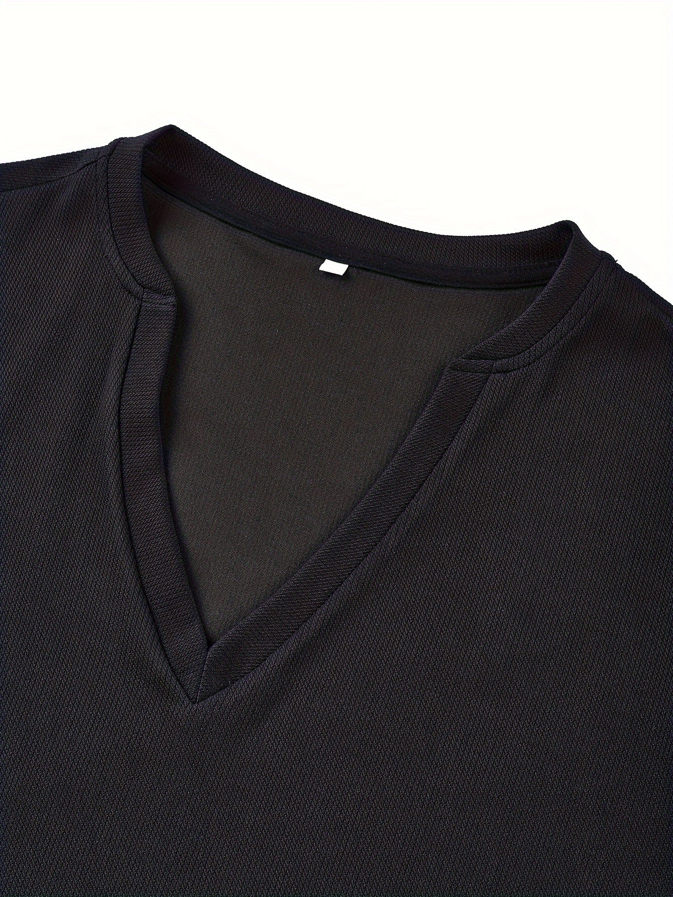 Mens Deep V Neck T Shirt Stripe Knit Polyester Fitted