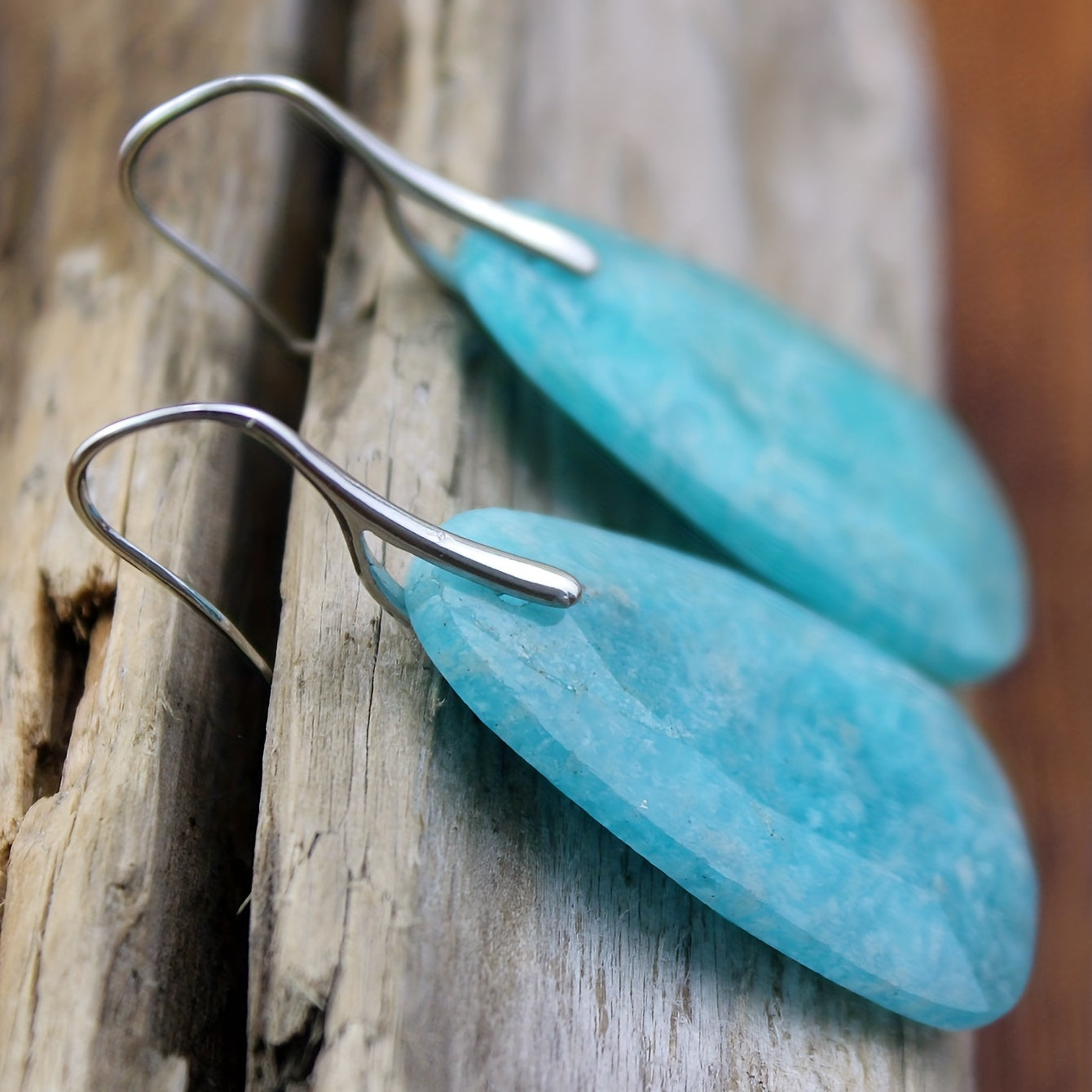 Blossom And Radiate Amazonite Dangle Earrings Copper Hooks