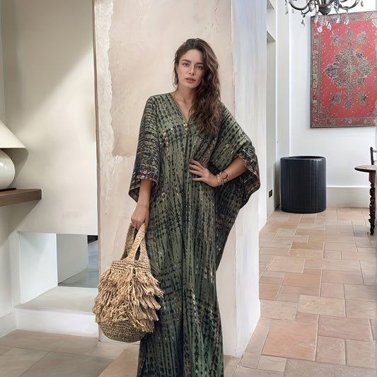 Blossom and Radiate Bohemian Printed VNeck Maxi Dress