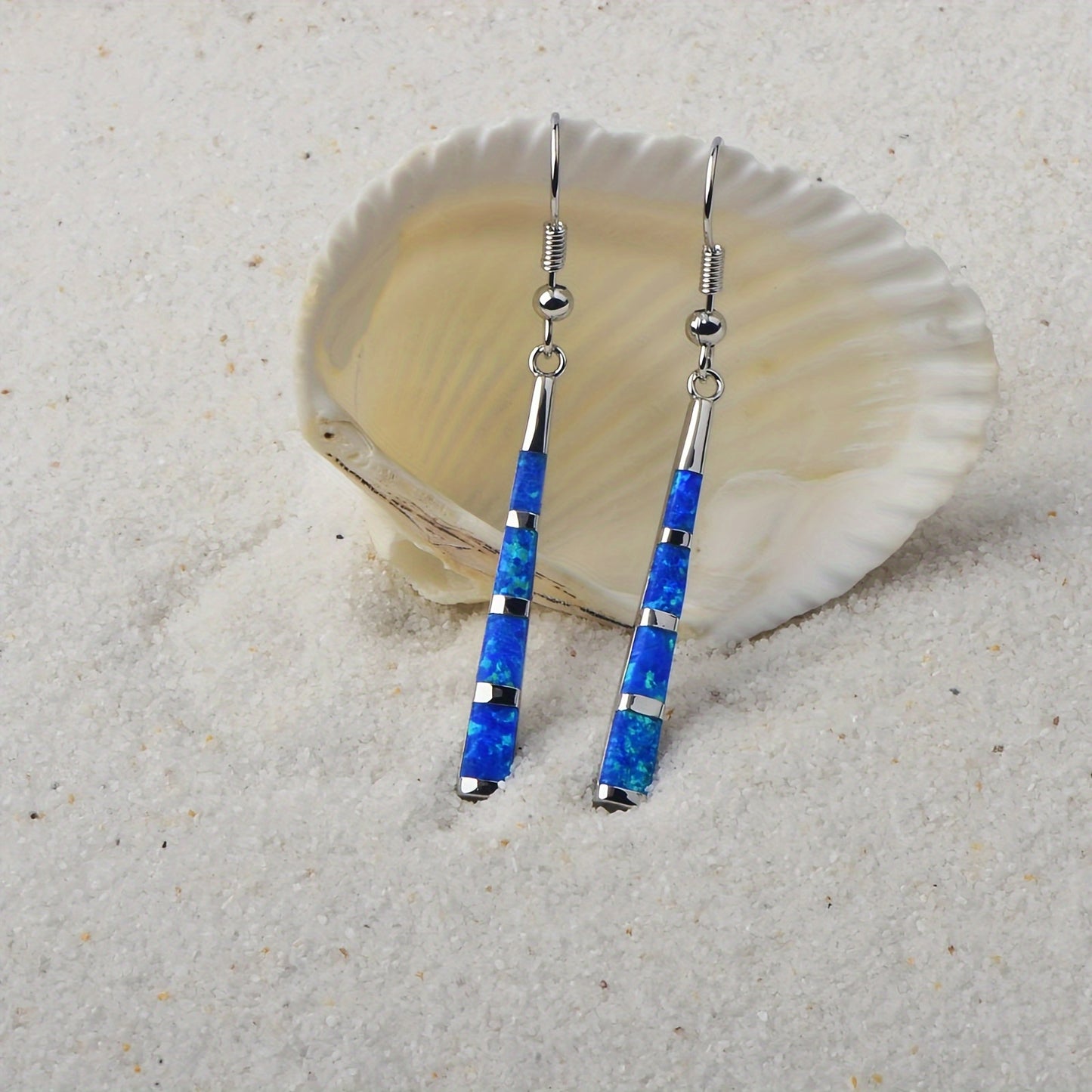 Copper Boho Earrings Silver Plated Opal Birthstone September