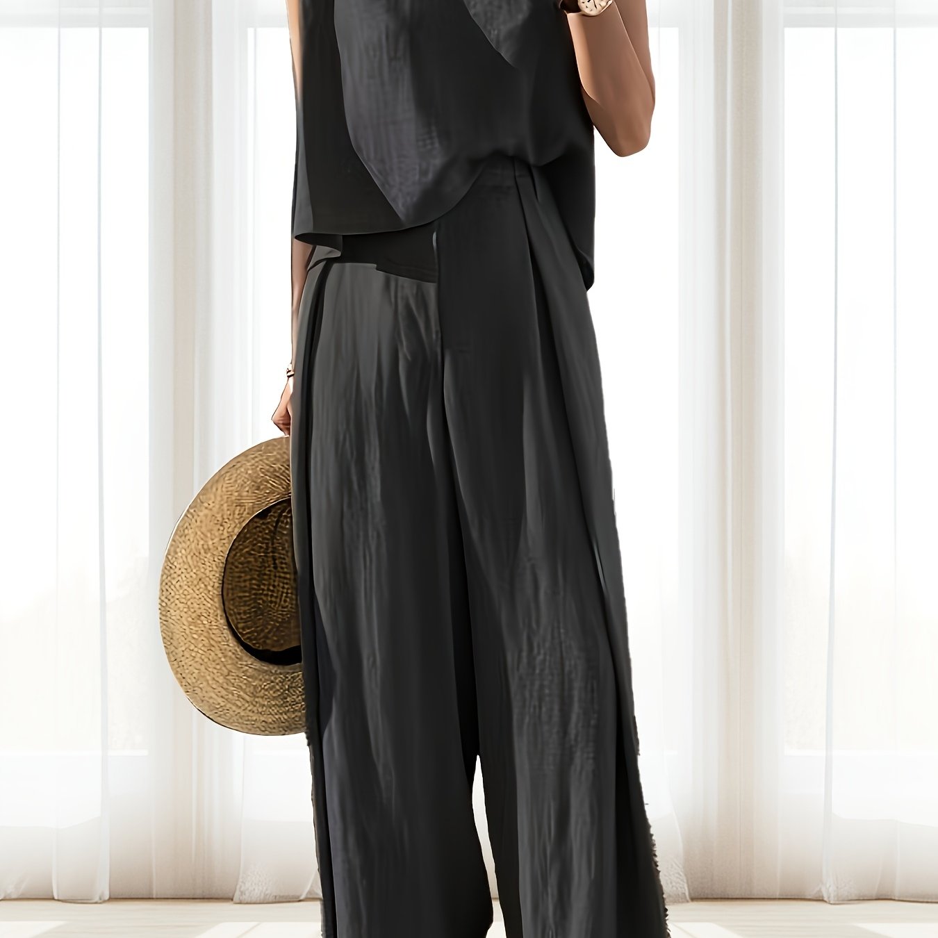 Blossom Radiate Spring Summer Sleeveless Top And Pants Set