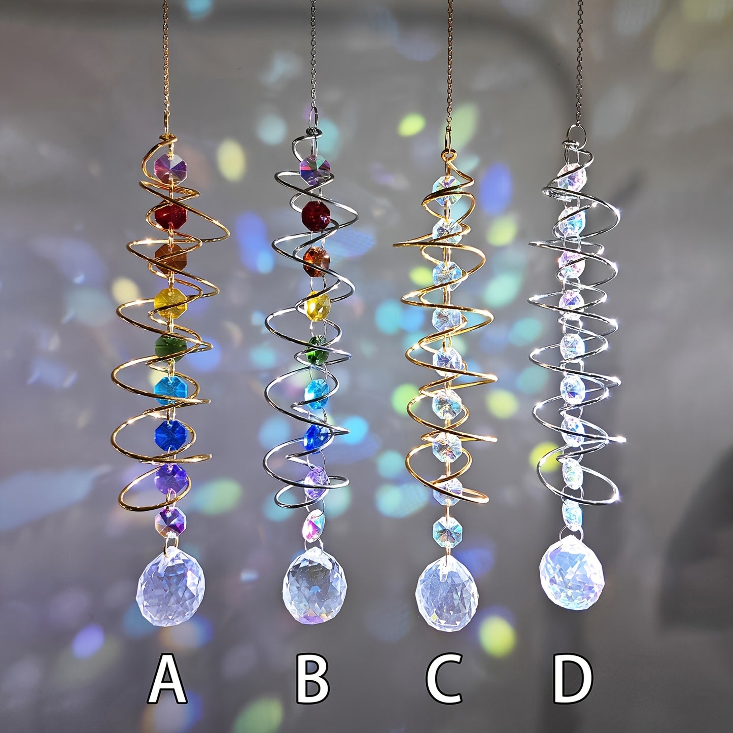 3D Spiral Wind Chime Stabilizer Crystal Pendant Stainless Steel