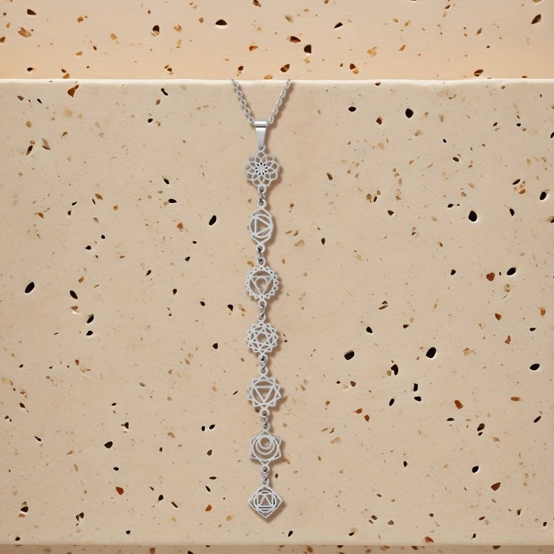 Blossom And Radiate Seven Chakra Stainless Steel Necklace