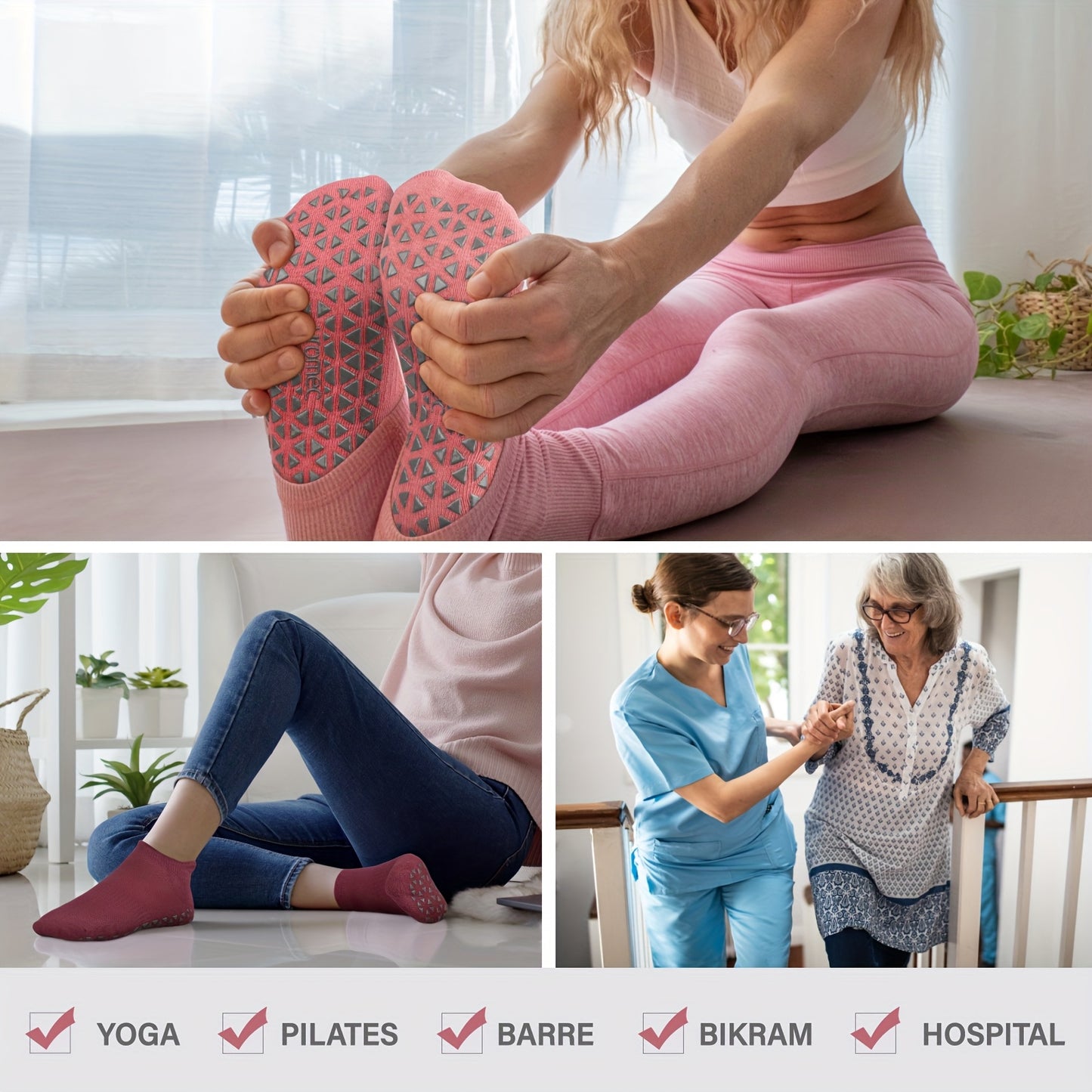 Non Slip Yoga Socks With Grips For Pilates And Barre