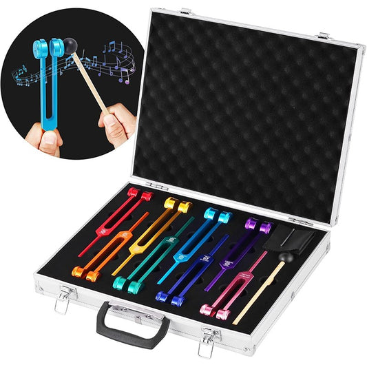 Chakra Tuning Fork Set With Activator Mallet, Aluminum Alloy