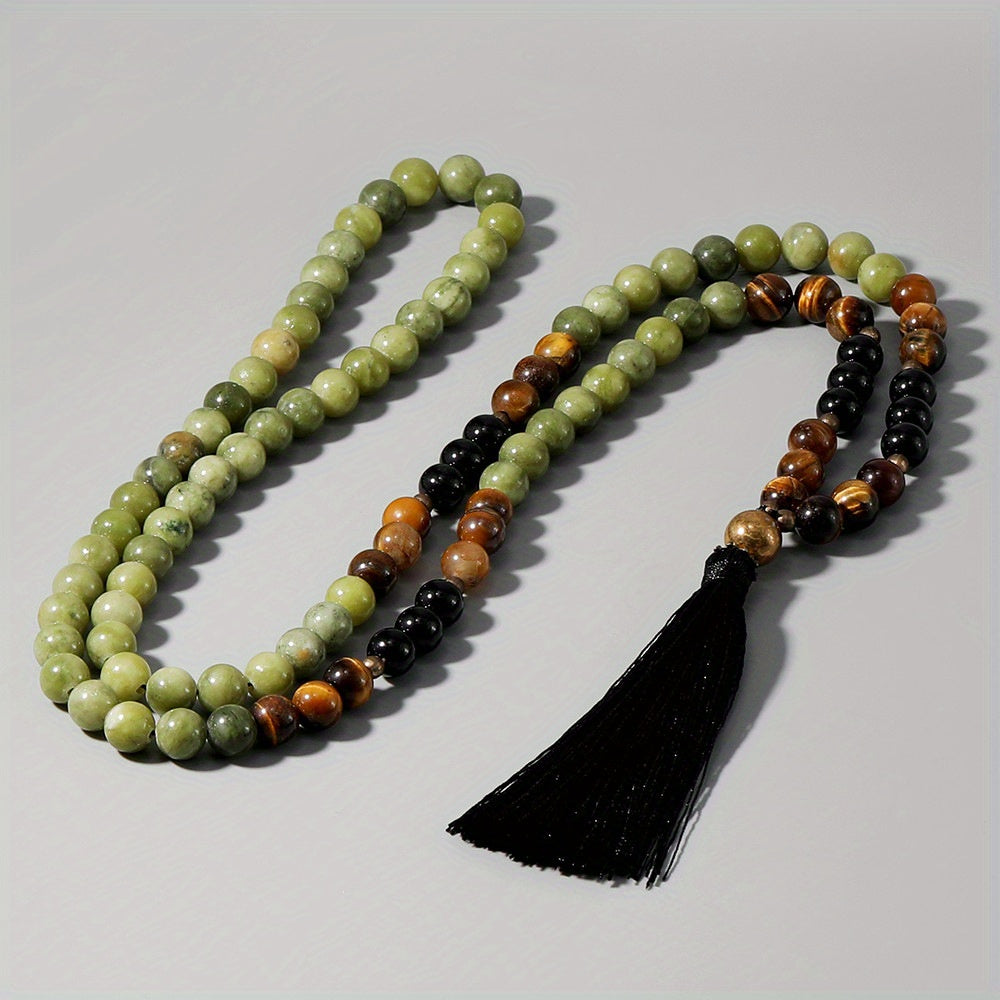 Neulry Vintage Bohemian Necklace With Natural Stone Beads