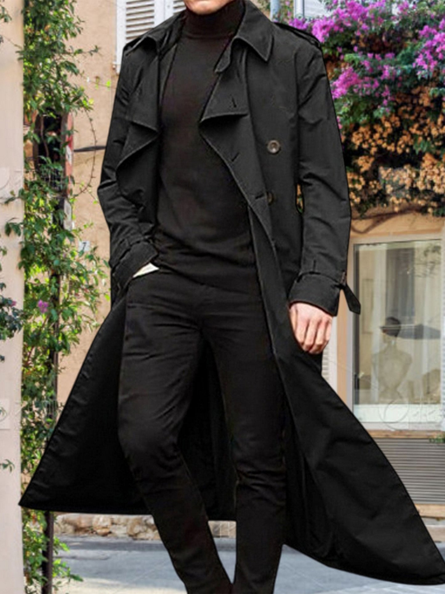 Mens Winter Overcoat Lapel Tailored Fit For Formal Wear