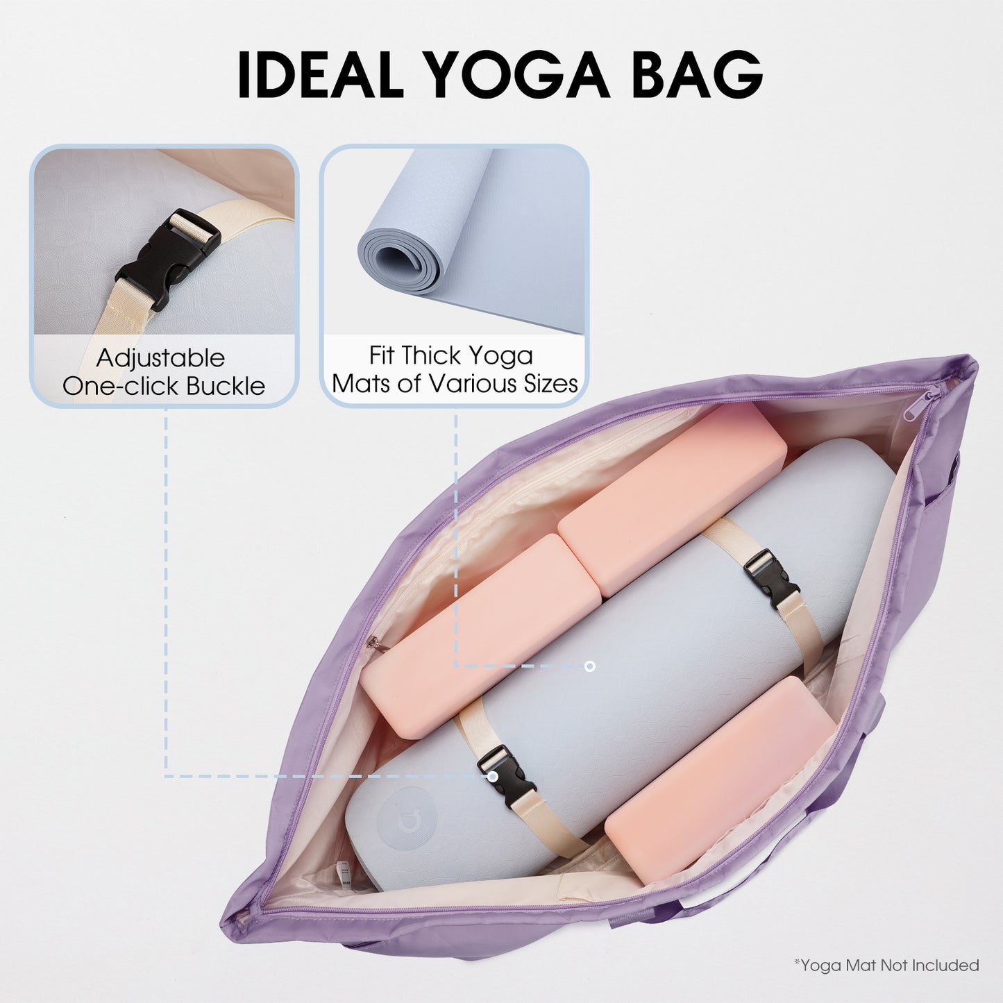 WANDF Yoga Mat Bag Holds Mats And Blocks
