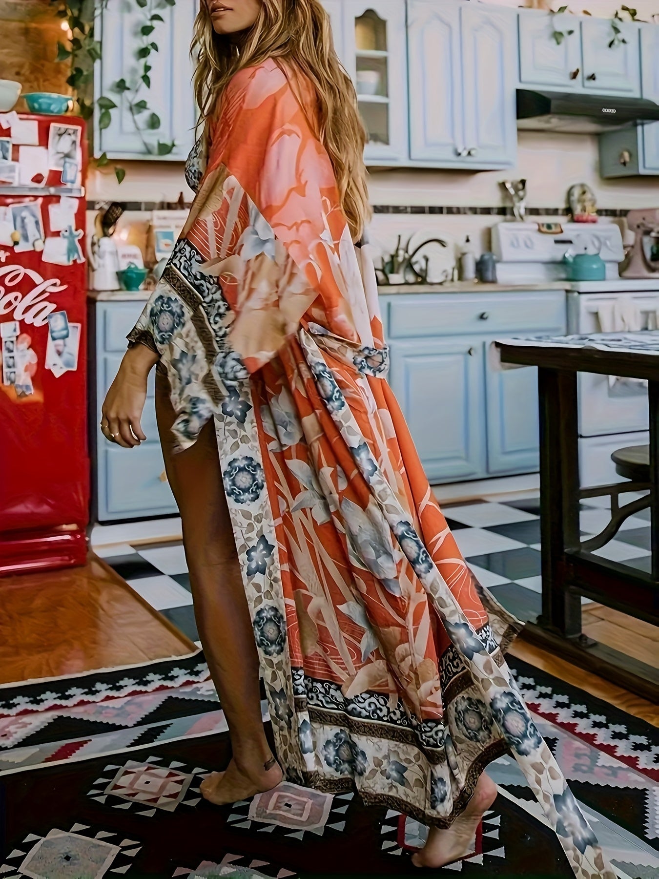 Blossom And Radiate Floral Crane Kimono Cardigan Light