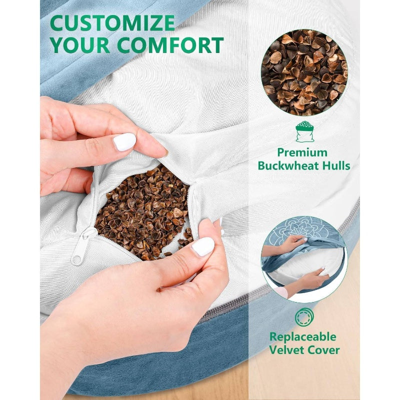 Buckwheat Filling Meditation Cushion Set for Yoga and Back Support
