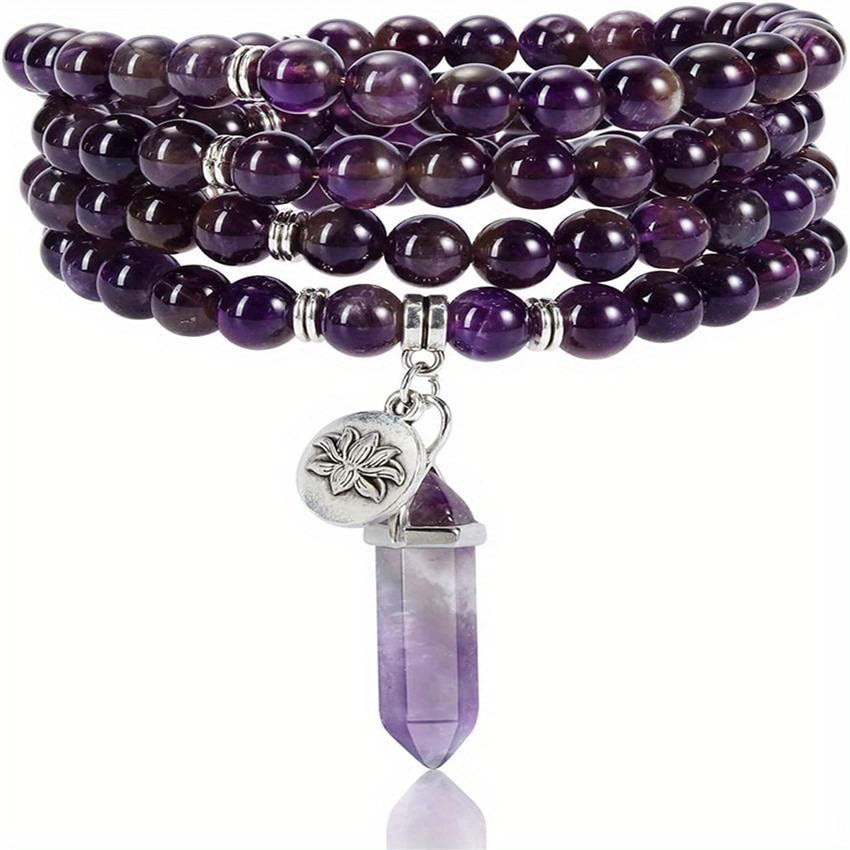 Top Plaza 108 Mala Prayer Beads Natural Gemstone Bracelet