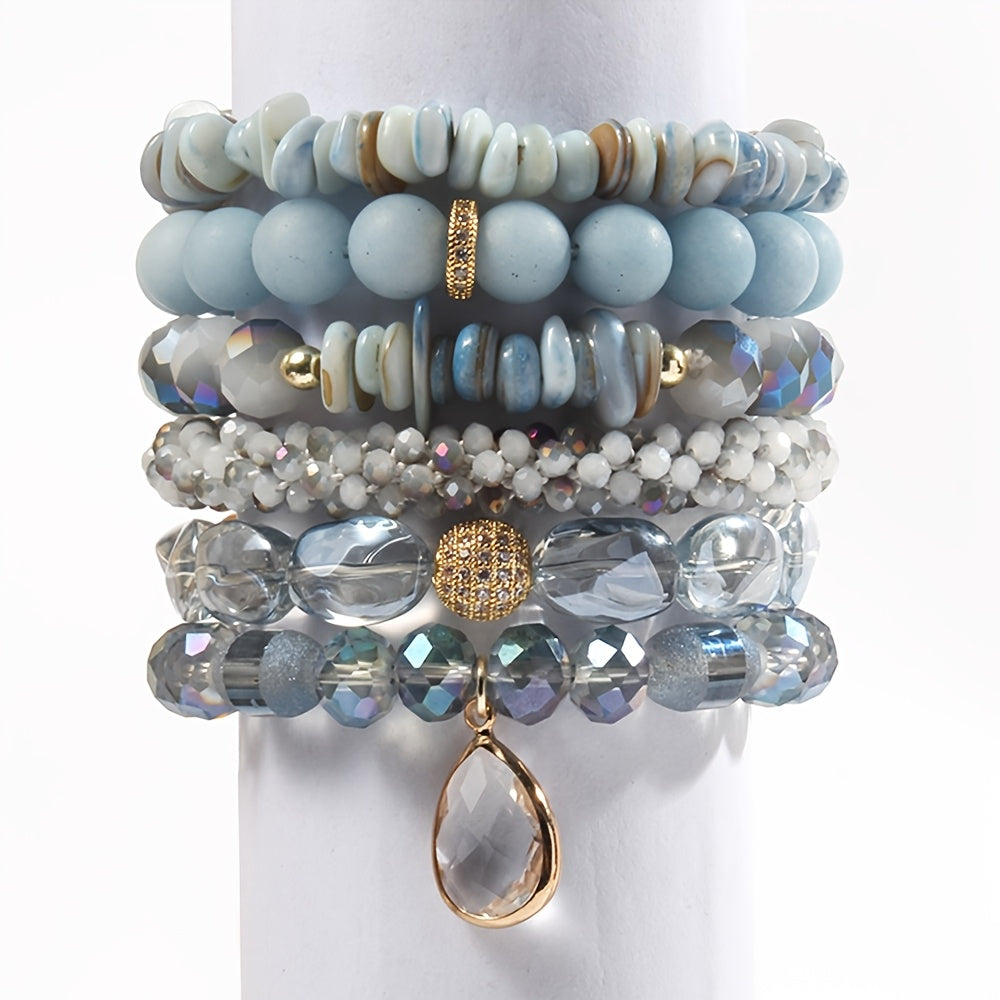 Blossom And Radiate Boho Tiger Eye Crystal Bracelet Set