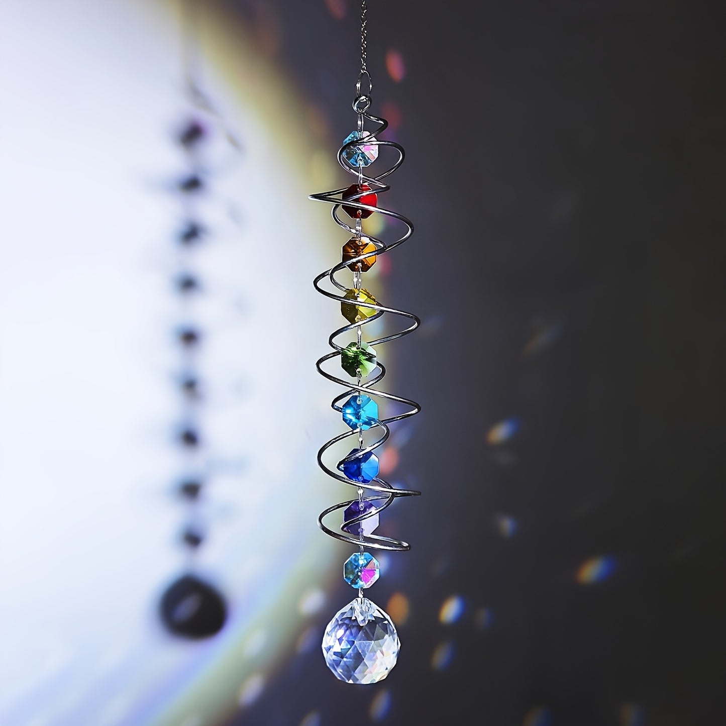 3D Spiral Wind Chime Stabilizer Crystal Pendant Stainless Steel