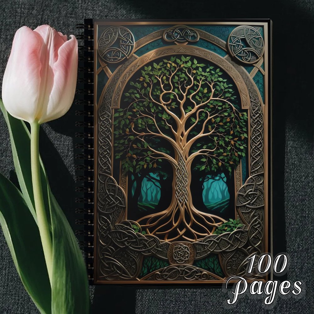 HAROLOEN Celtic Knot Tree of Life Notebook Lined Journal