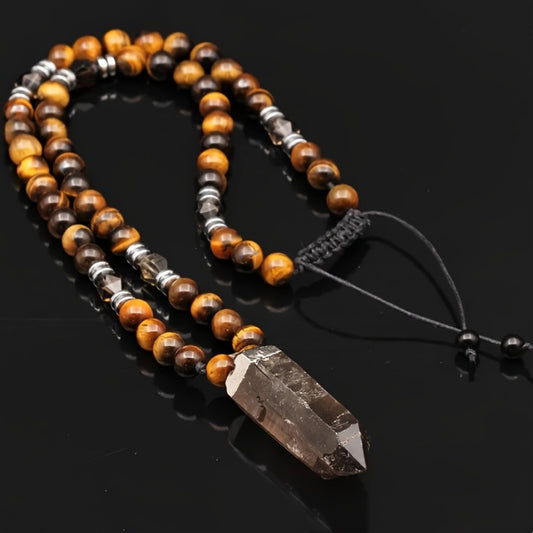 Natural Tiger Eye Beaded Necklace Boho Style Unisex Gift