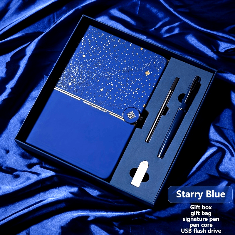 Starry Sky Notebook Set With Signature Pen And USB Drive