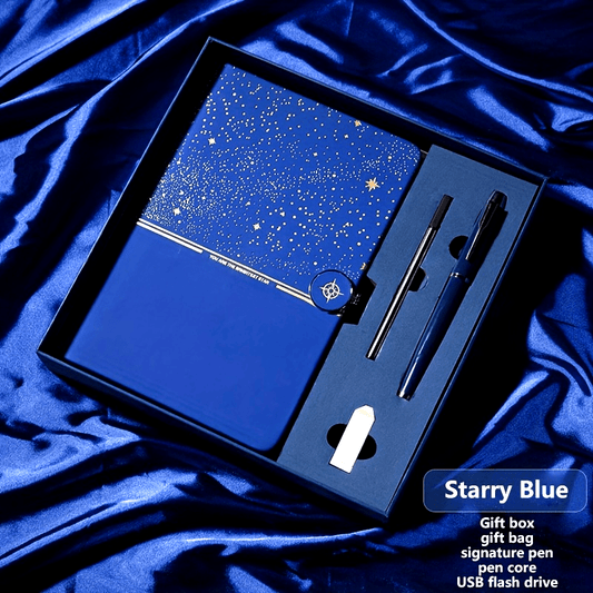 Starry Sky Notebook Set With Signature Pen And USB Drive