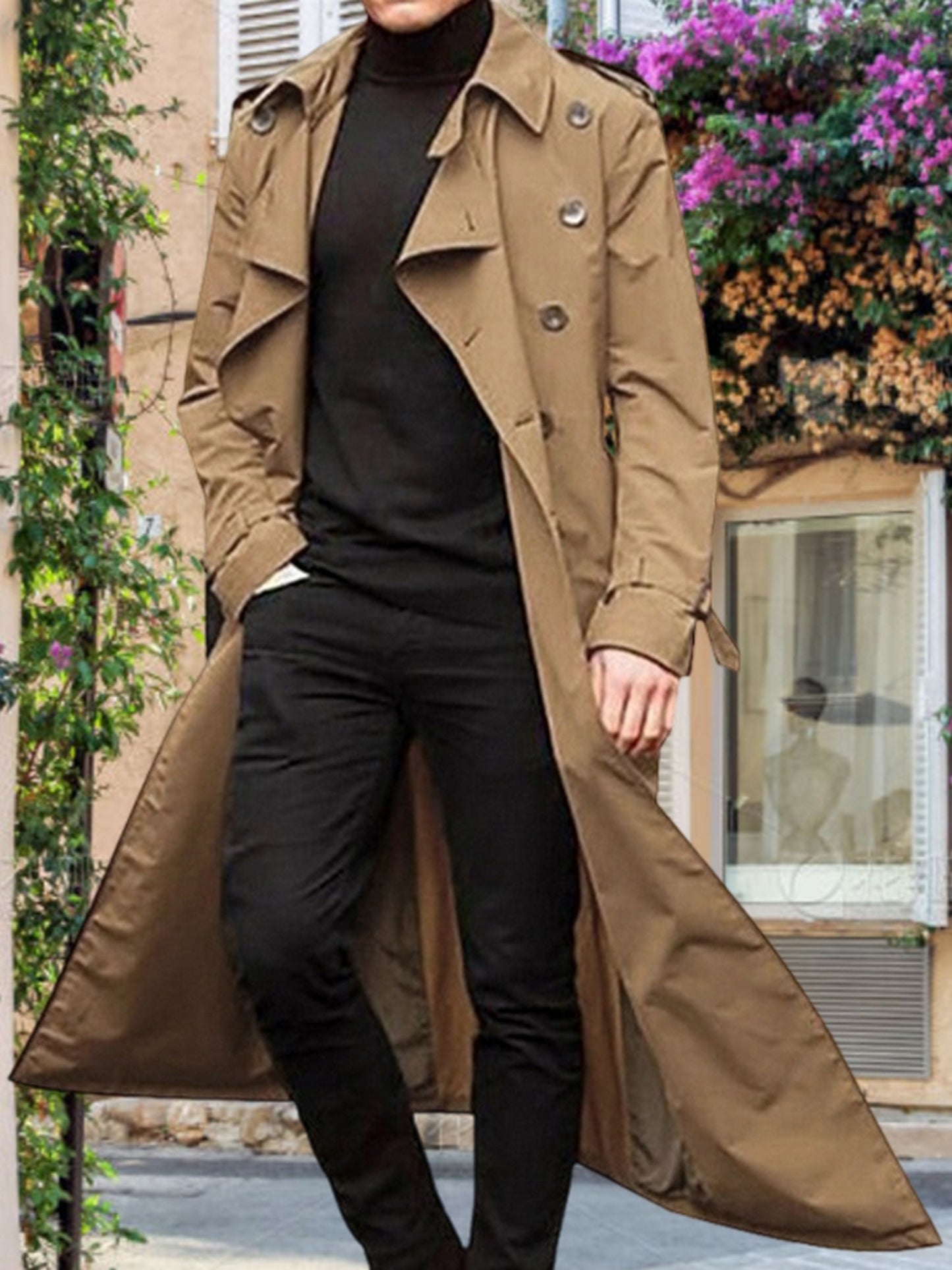 Mens Winter Overcoat Lapel Tailored Fit For Formal Wear