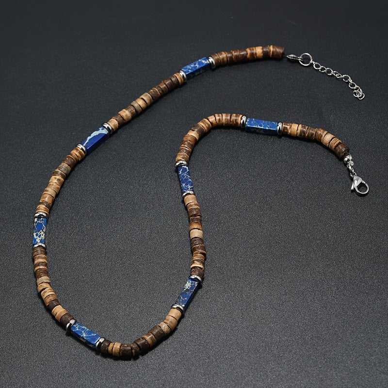 Boho Coconut Shell Beaded Necklace Set Of 3 Wooden Beads
