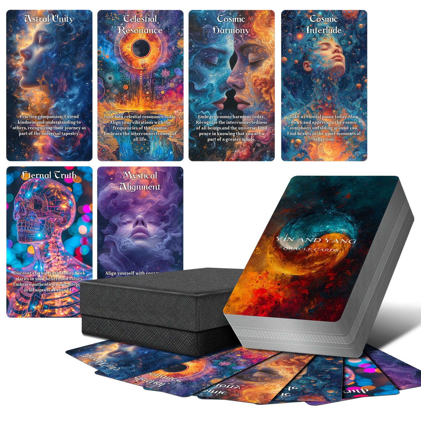 68-Card Yin And Yang Oracle Cards Deck With Meanings Bag