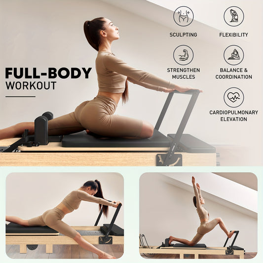 Pilates Reformer Machine With Foldable Design And Wheels
