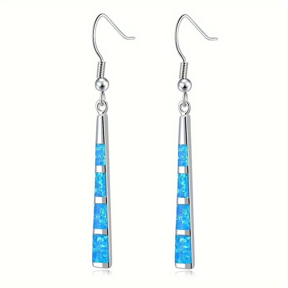 Copper Boho Earrings Silver Plated Opal Birthstone September