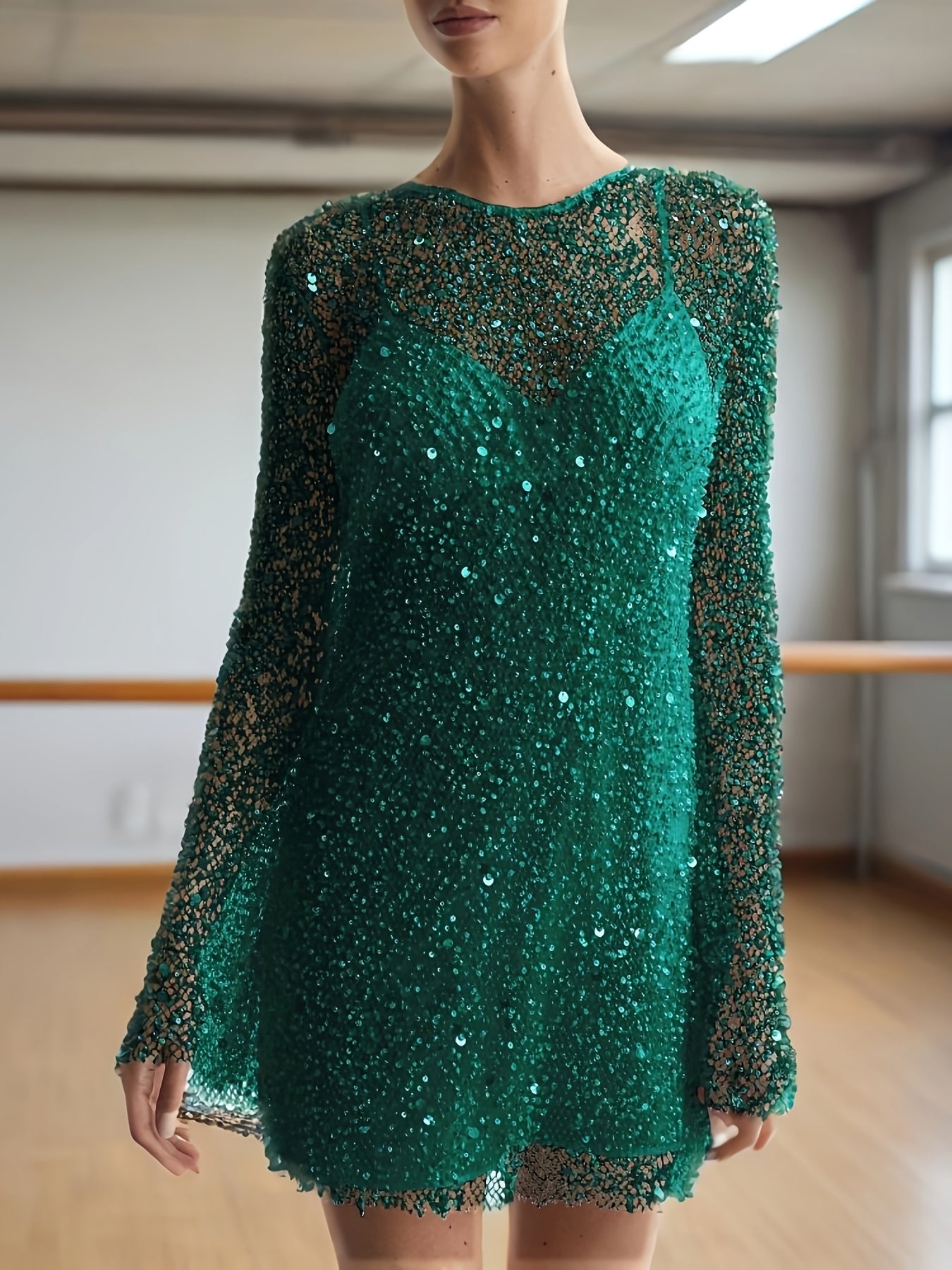 Sequin Mesh Two Piece Set With Lace Up Detail Women