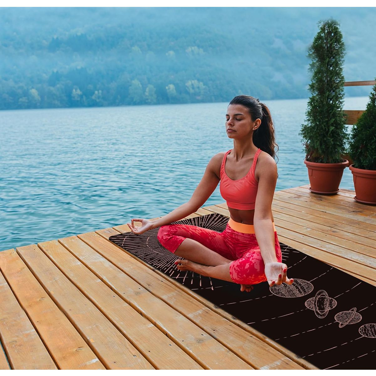 Printed Yoga Mat With Non-Slip Texture And Carrying Bag