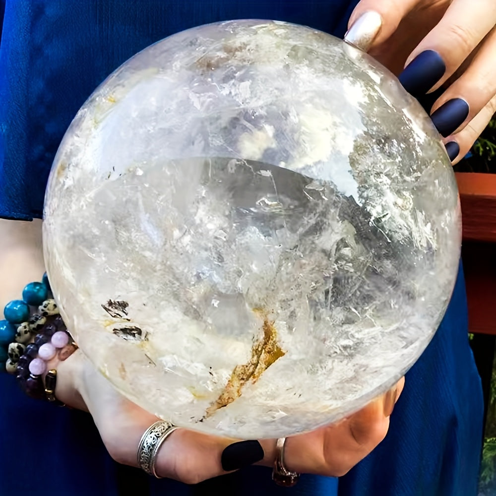 Clear Quartz Sphere With Inclusions For Home Decor And Gifts