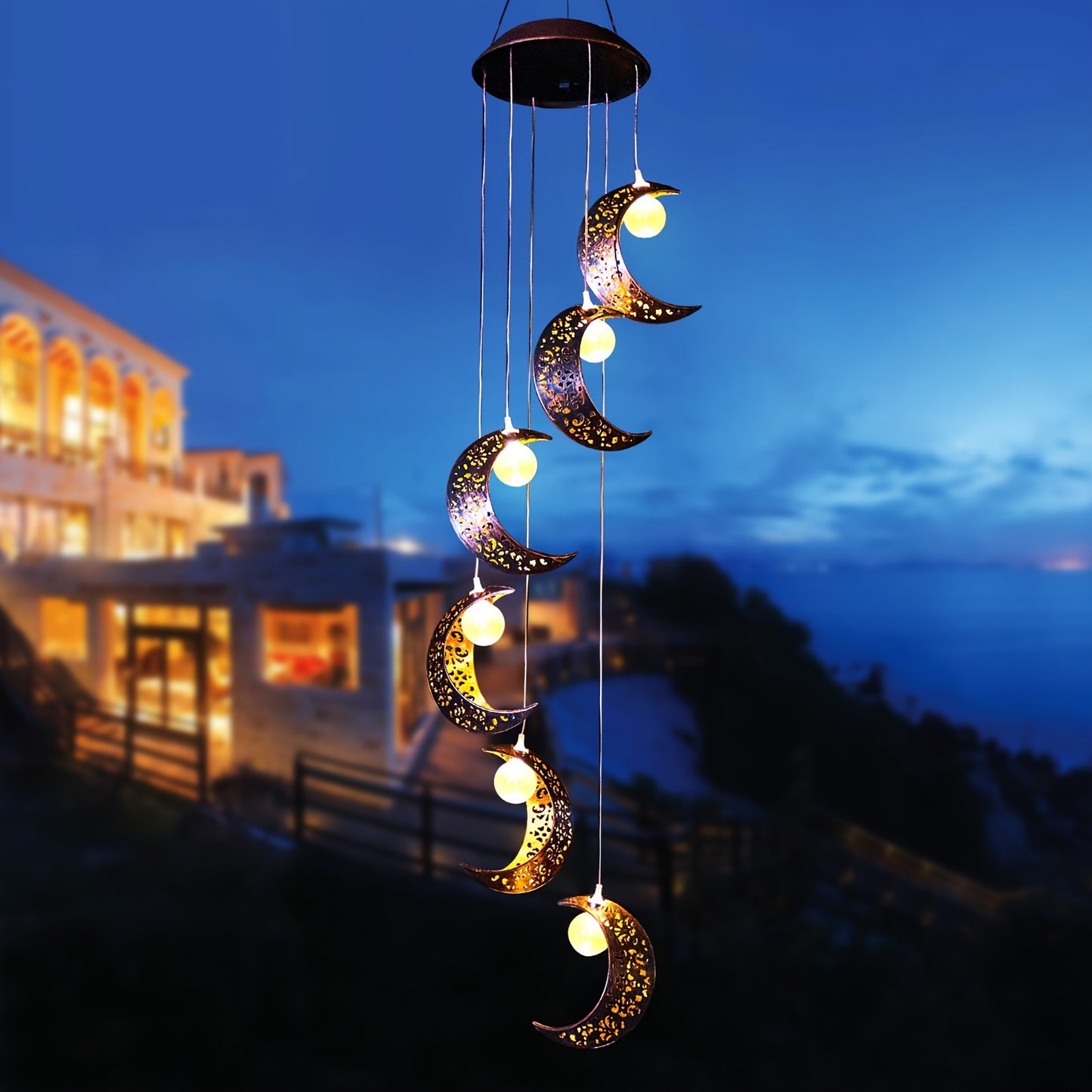 Tryme Solar Moon Wind Chimes Outdoor Lights For Garden