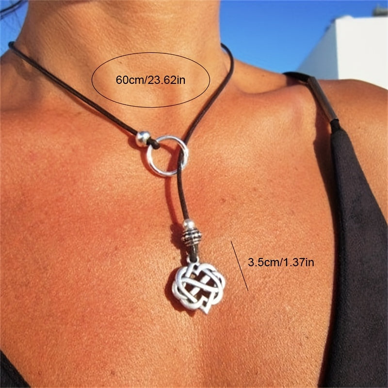 Blossom And Radiate Cross Woven Cowhide Rope Necklace