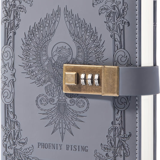 Zodiac Moon Journal With Lock Faux Leather Notebook