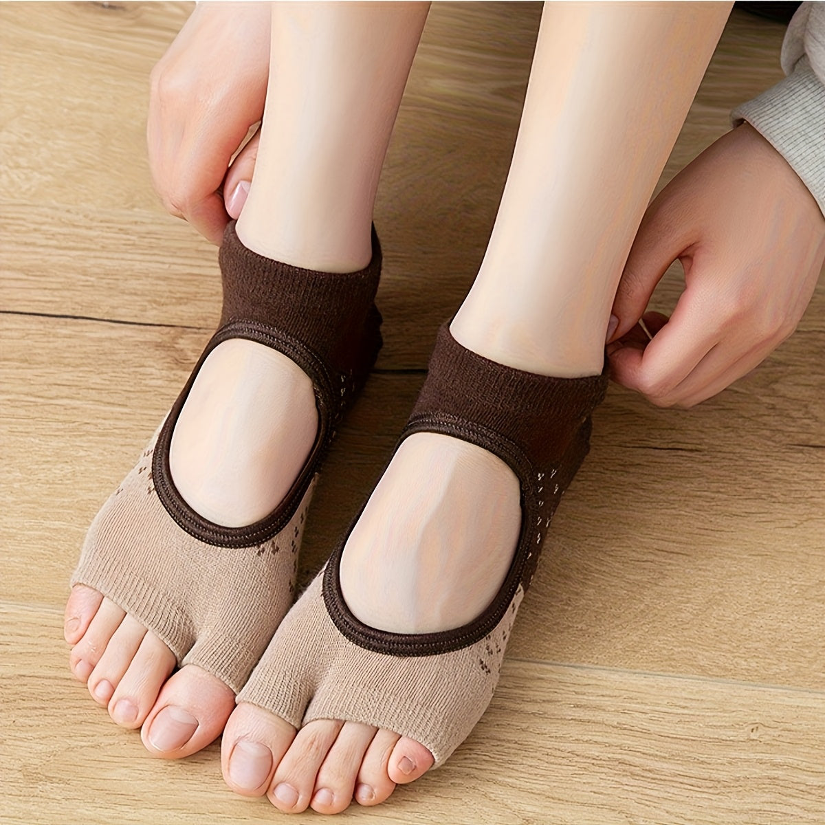 Blossom & Radiate Open Toe Yoga Socks Non Slip Grip